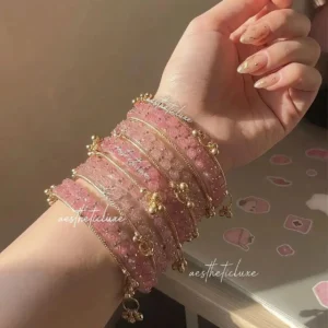 VEDHAHI Glass Crystal Bangle Set (Pack of 16)