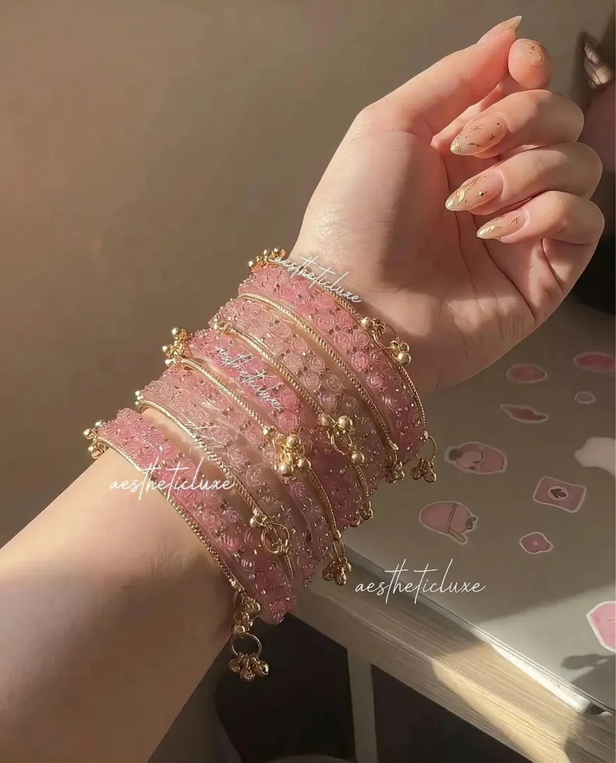 VEDHAHI Glass Crystal Bangle Set (Pack of 16)