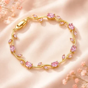 ANORI Stainless Steel Cubic Zirconia Gold-plated Bracelet