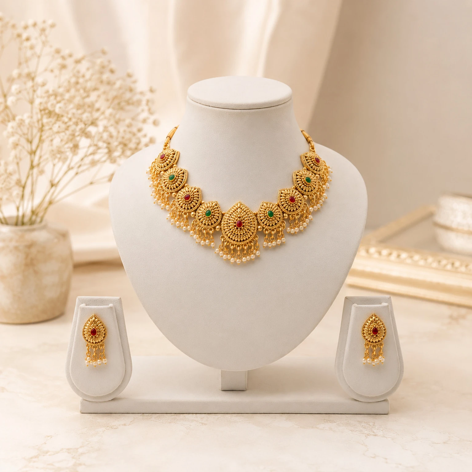 Krishna Creation Alloy Gold-plated Gold Jewel Set (Pack of 1)